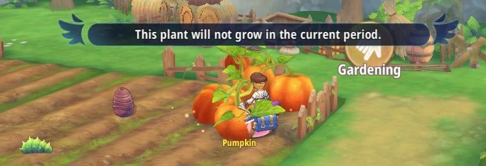 Die Meldung des Spiels: This plant will not grow in the current period.