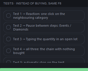The «Checks» card with five tests