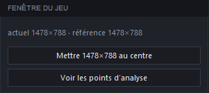 La carte « Fenêtre du jeu » : taille actuelle et de référence