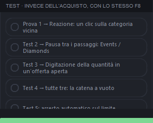 La scheda «Test», con cinque prove